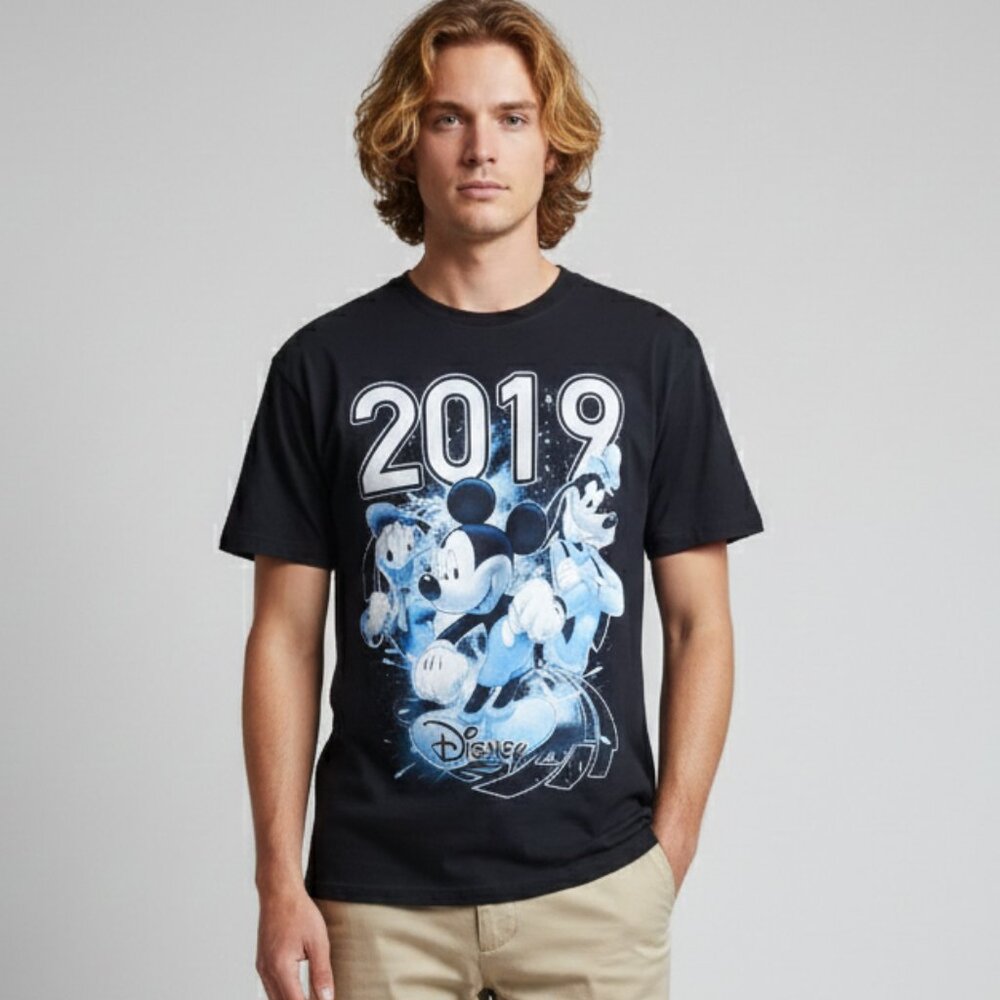 Disney 2019 graphic tshirt, size L unisex, Goofy Mickey Donald Duck Disneyland
